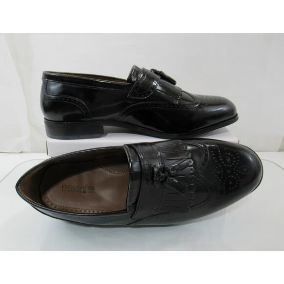 Men's Florsheim Lexington Kiltie Tassel Wing Tip Loafer Black Size 10 Wide 3E - Picture 6 of 12